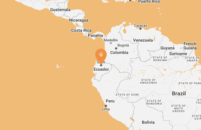 Map showing Quito, Ecuador