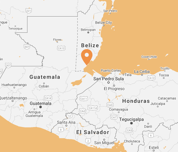 Map showing Punta Gorda, Belize