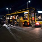 Ukraine - bus arriving with Ukrainians