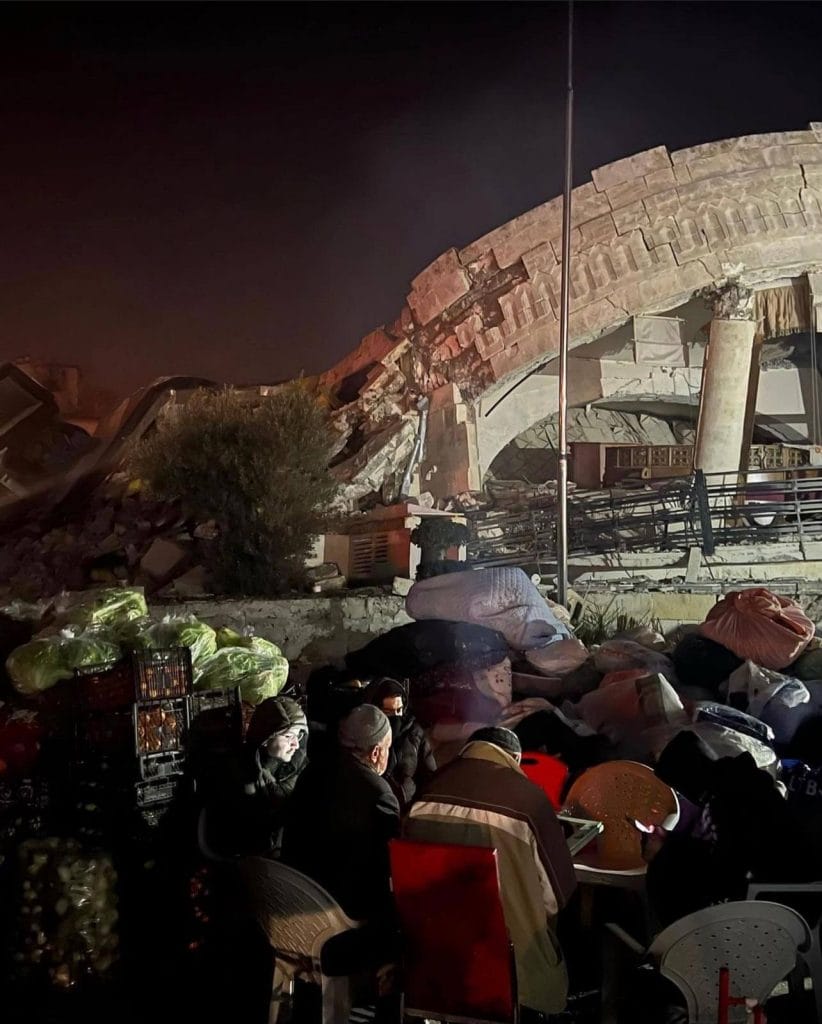 Turkey earthquake building rubble and survivors