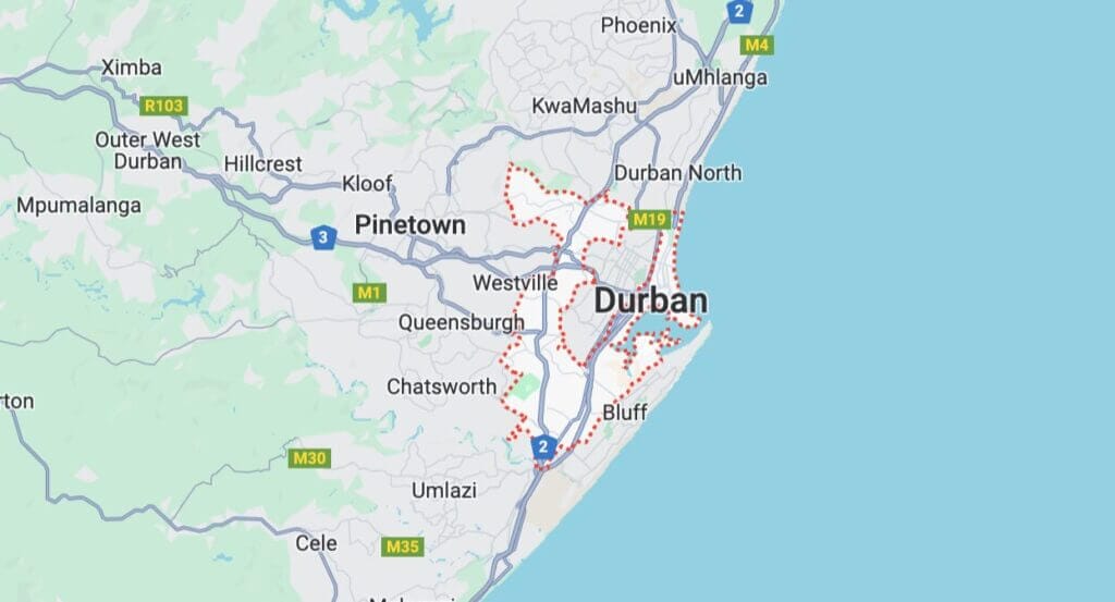 Durban, South Africa map