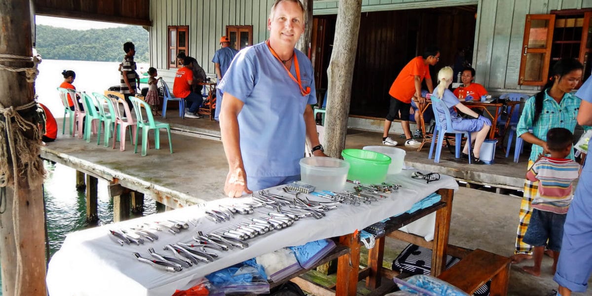 A volunteer dentist has instruments ready to go on one of our IMR dental missions